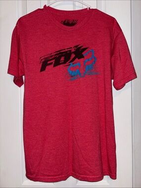 Fox Men’s Heather Red Graphic Tee with Black & Blue Logo